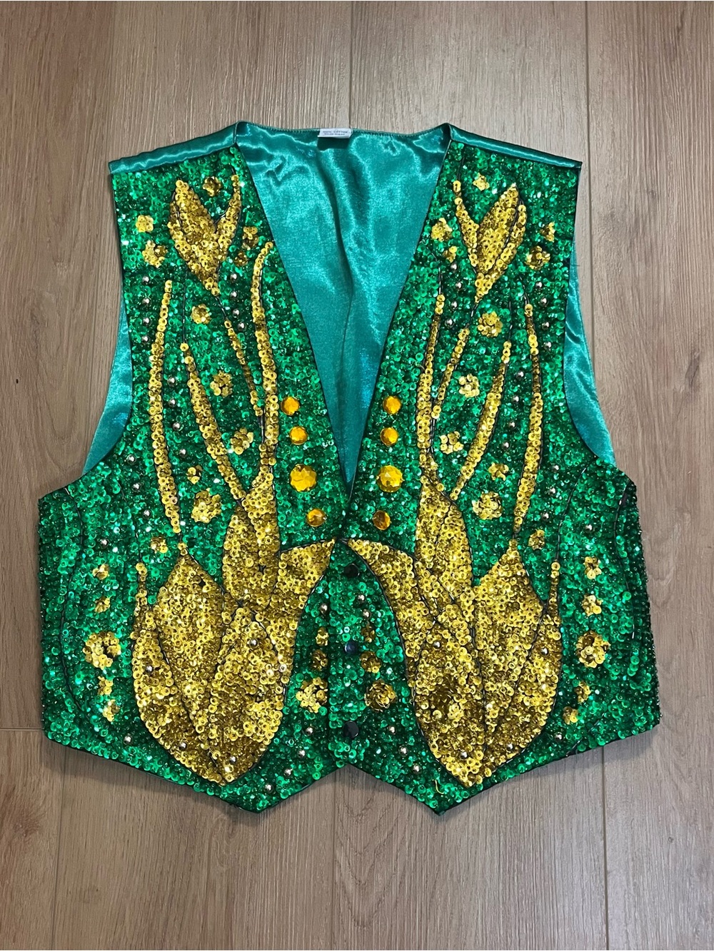Vintage Green and Gold Sequined Vest